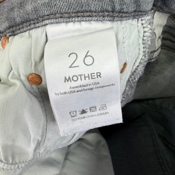 MOTHER Jeans The Insider Crop Step Fray 26 Gray Barely There Distressed Raw Hem - Picture 11 of 14